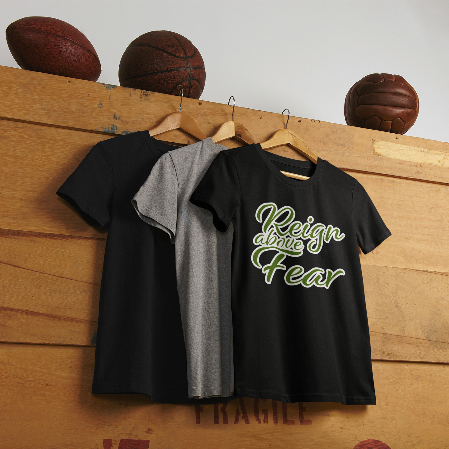Reign Above Fear Black/Green Design T shirt